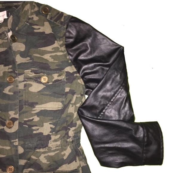 Fifty Street Jackets & Blazers - Camo & Faux Leather Lightweight Jacket